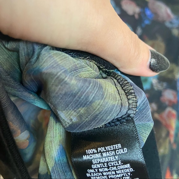 Y2K 90s Sheer Floral Long Sleeve Top Large - Picture 5 of 6